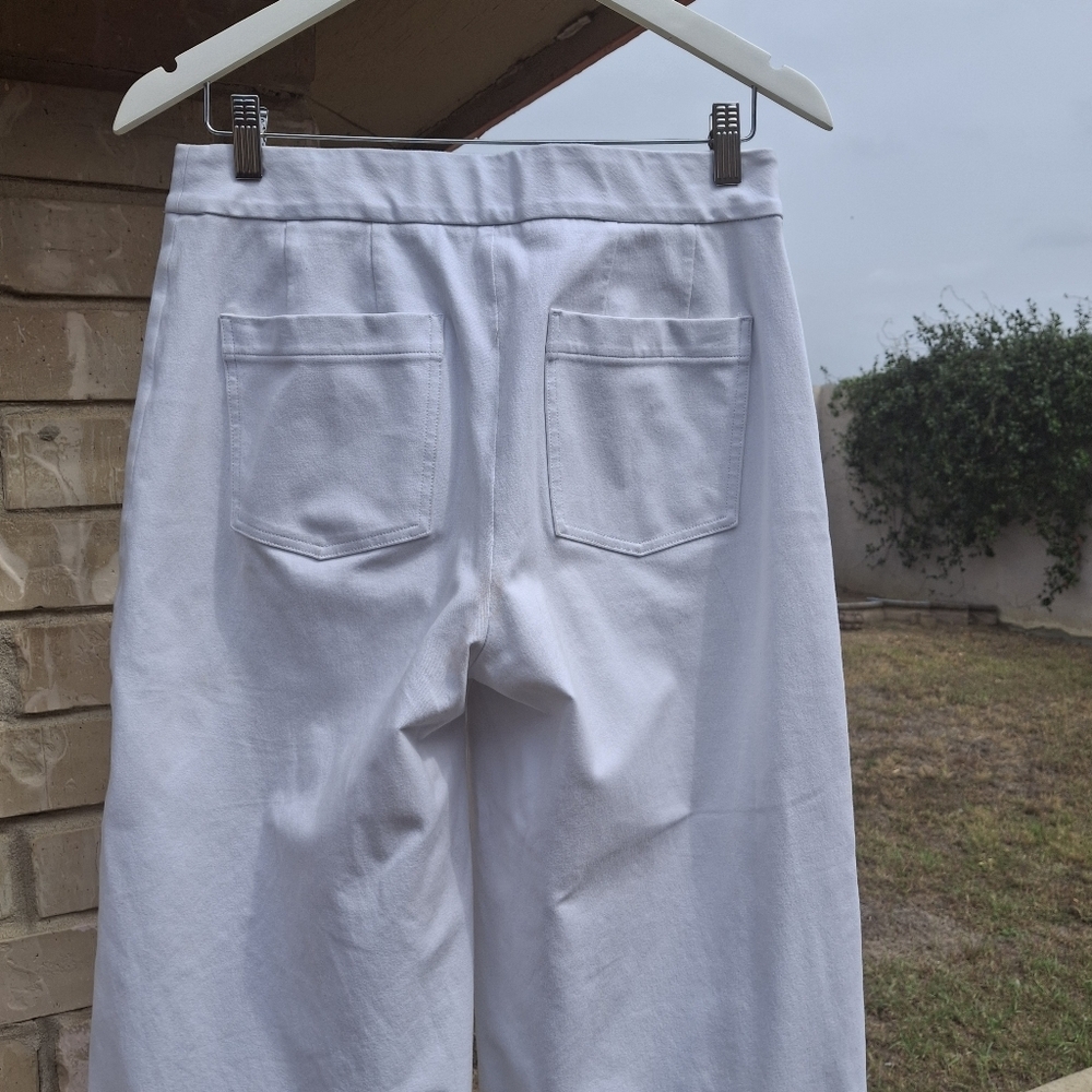 SPANX On-the-Go #20479R Cropped Wide Leg Pull-On White Pants Women Size Medium - Picture 8 of 16
